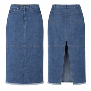 Original TY Wear Denim Maxi Skirt Y2K Sz 10 Raw Hem Western Coastal